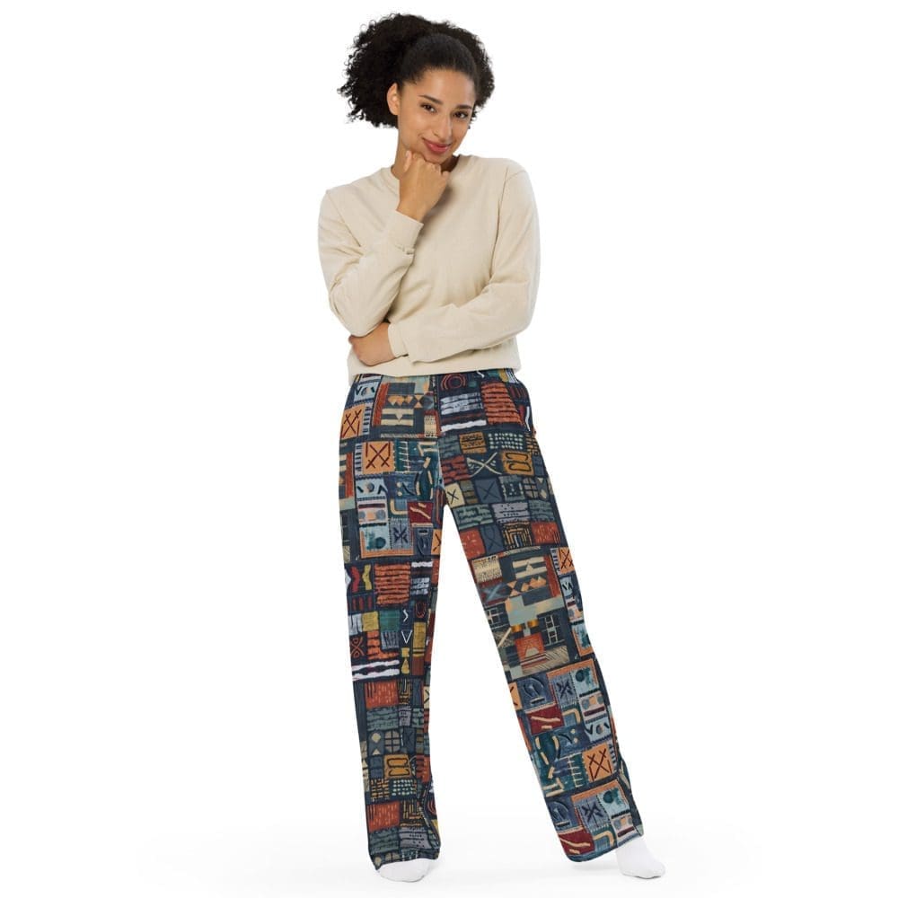 Mudcloth Patchwork Print Wide-Leg Pants | B1Clothing Co.