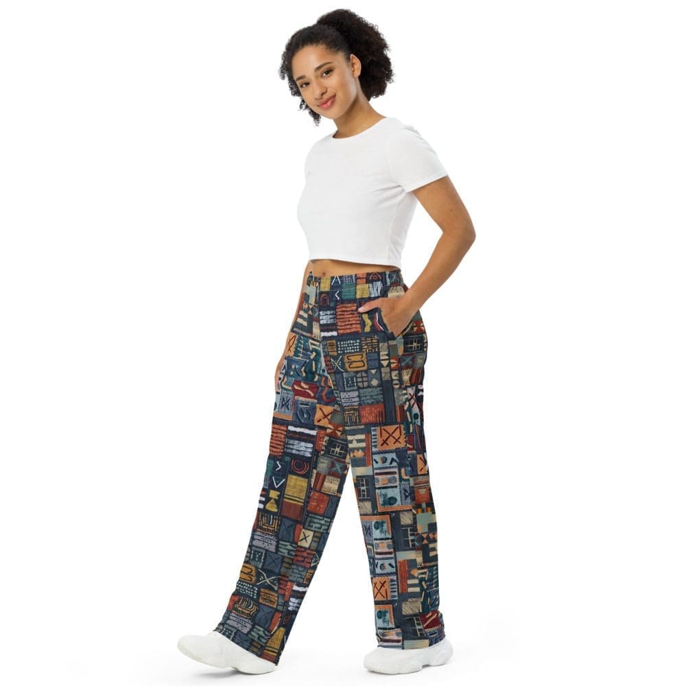 Mudcloth Patchwork Print Wide-Leg Pants | B1Clothing Co.