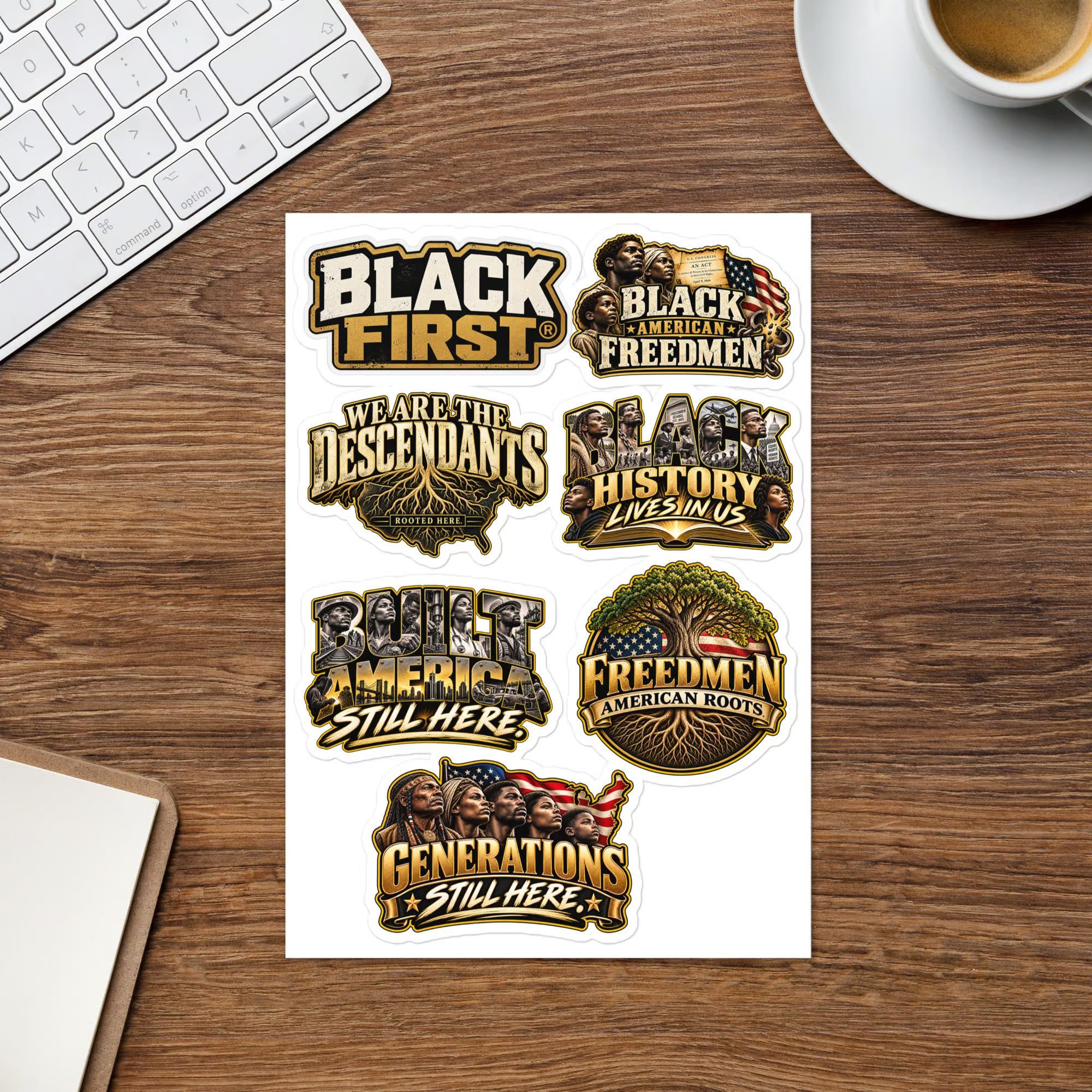 Black American Freedmen Heritage Sticker Sheet