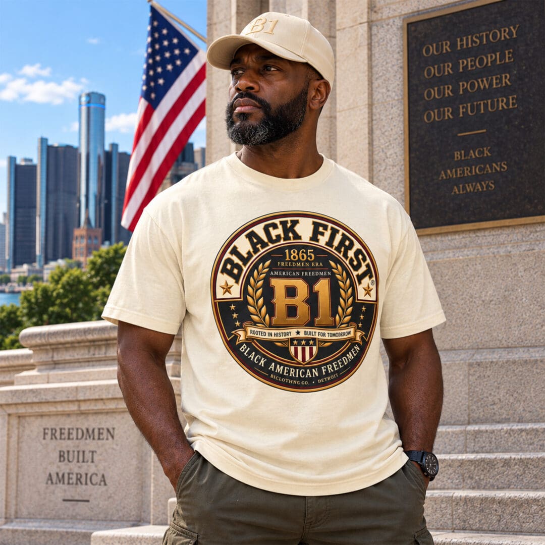 BLACK FIRST® Black American Freedmen Heritage Heavyweight T-Shirt