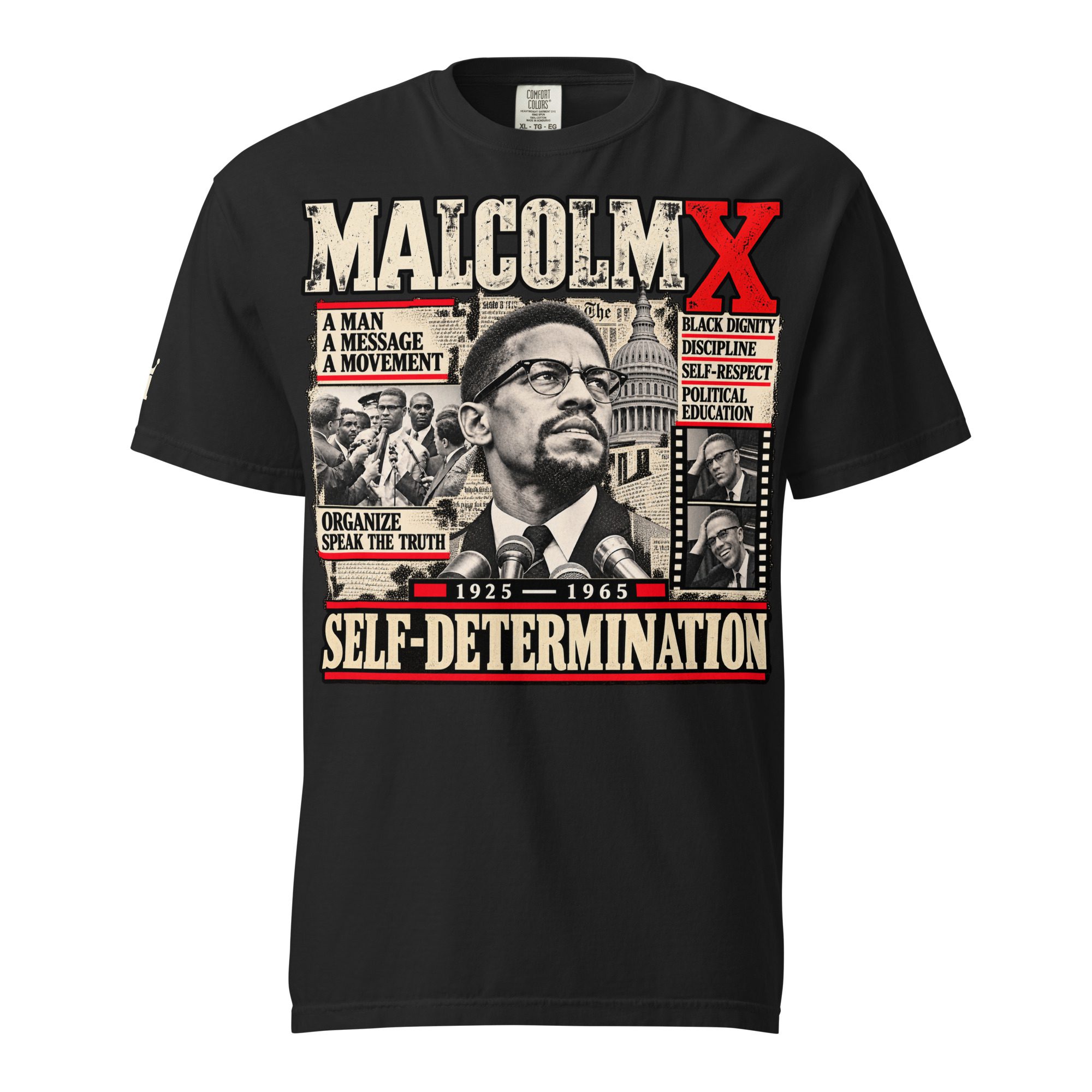 Malcolm X Self-Determination Heavyweight T-Shirt